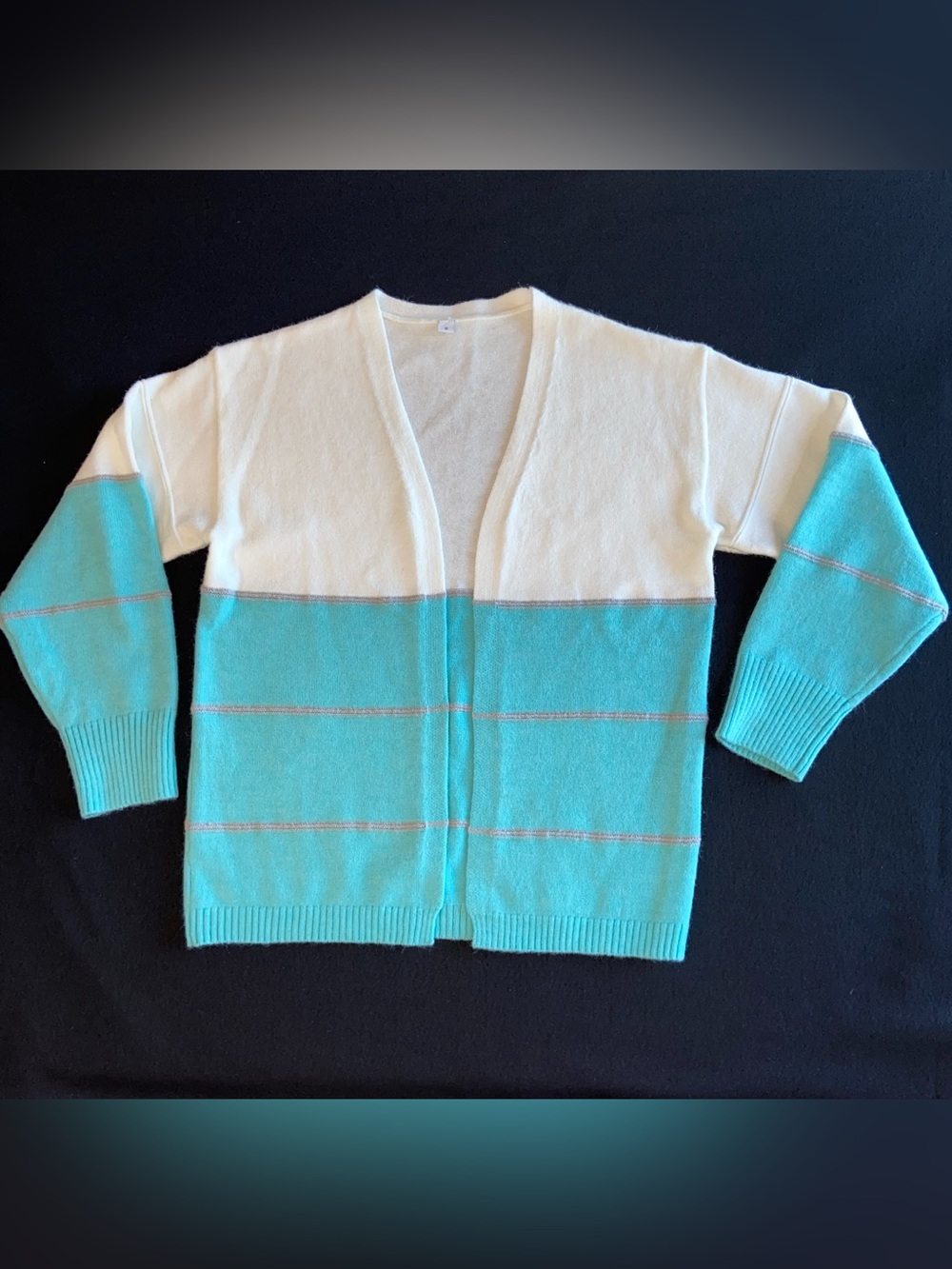 Turquois, White and gray Soft Cardigan